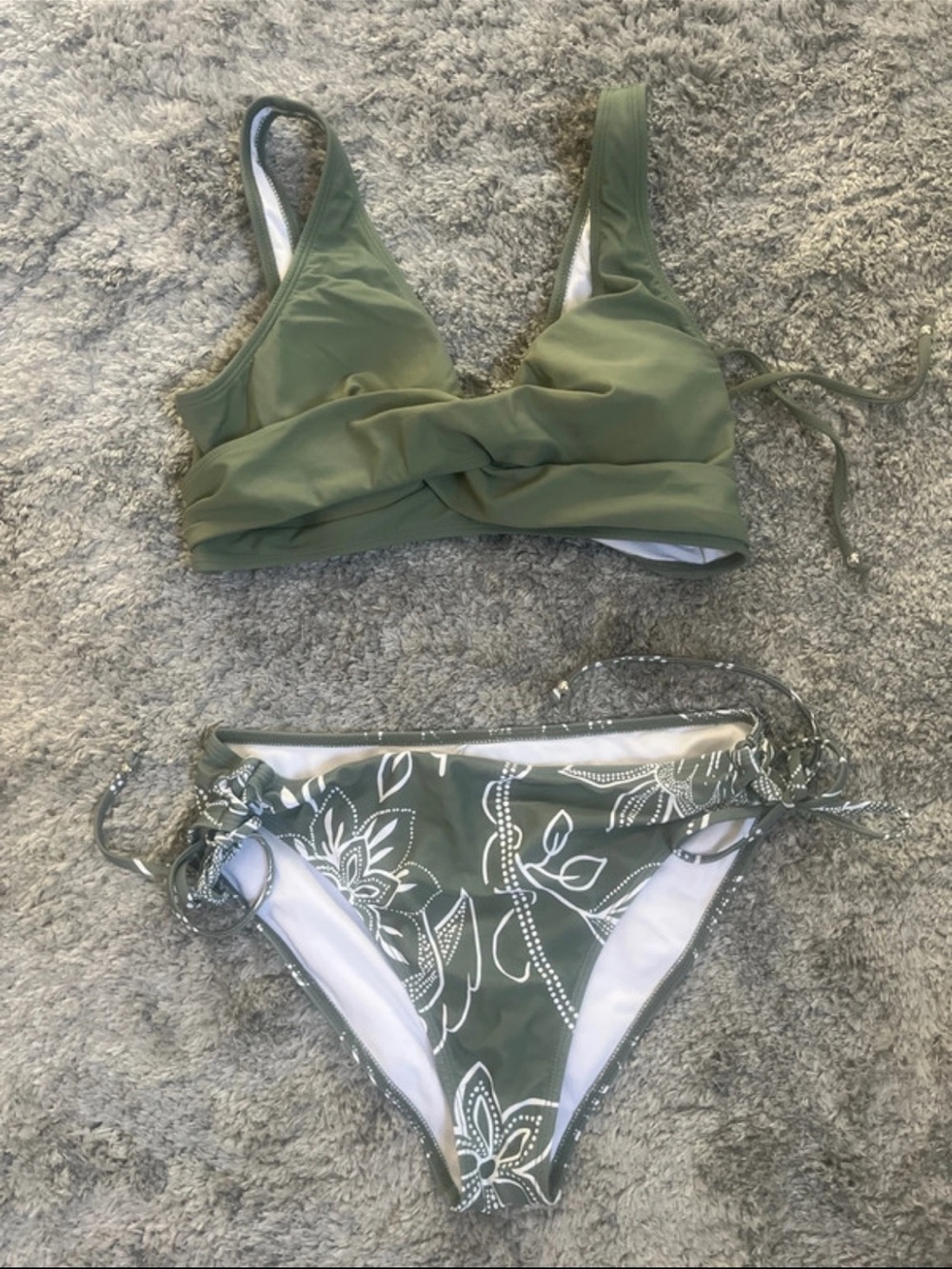 Women's Olive Green Twist-Front Bikini Set